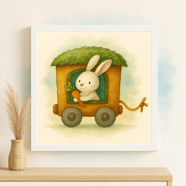 watercolor hare train wall art printable