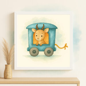watercolor antelope train wall art printable
