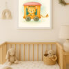 Watercolor Leopard Train Wagon Print – Safari Nursery Wall Art for Kids