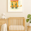 Watercolor Leopard Train Wagon Print – Safari Nursery Wall Art for Kids