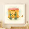 Watercolor Leopard Train Wagon Print – Safari Nursery Wall Art for Kids