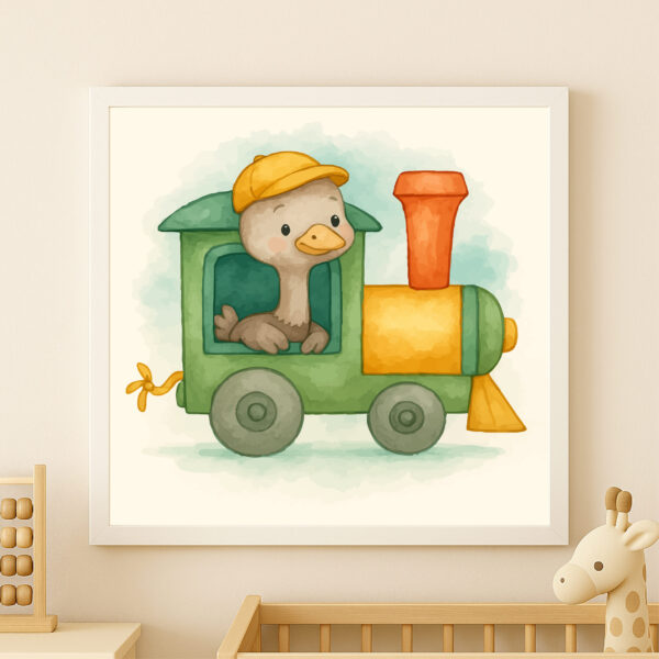 watercolor ostrich train wall art printable